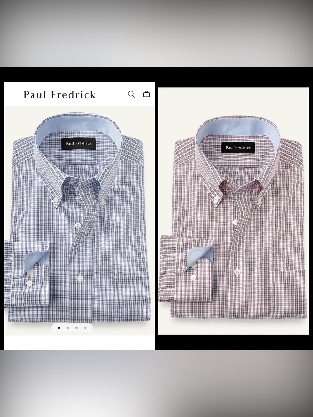 Paul Fredrick Dress Shirt Bundle 2X | Blue & Burgundy Check | Non-Iron | NWOT
